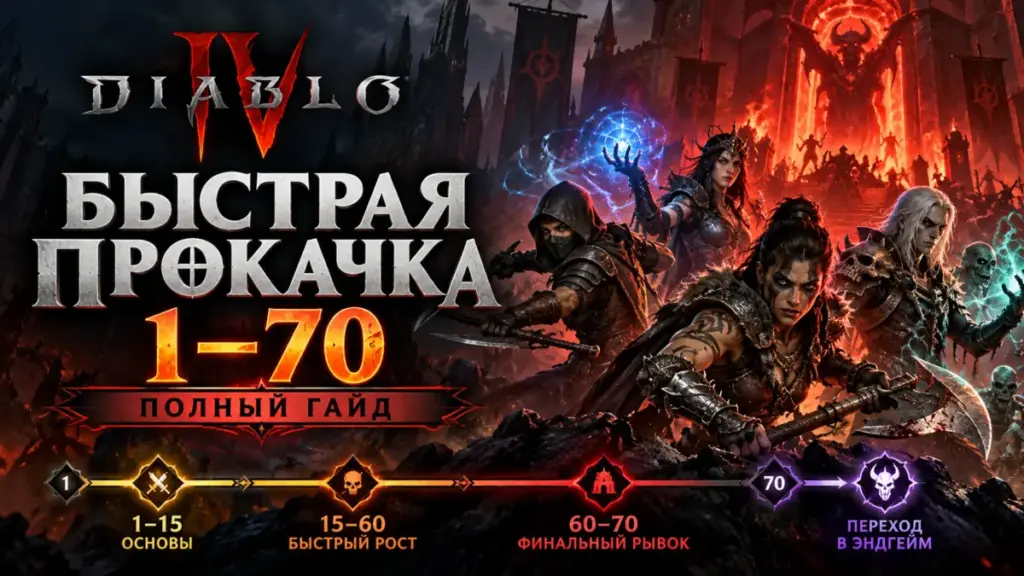 Быстрая прокачка персонажа с 1 до 70 уровня в Diablo 4